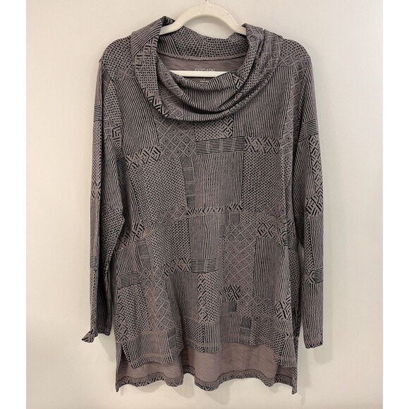 Habitat Tops - Escape by Habitat Clothes Gray Cotton Cowl Neck Slub Knit Tunic Top Large Travel